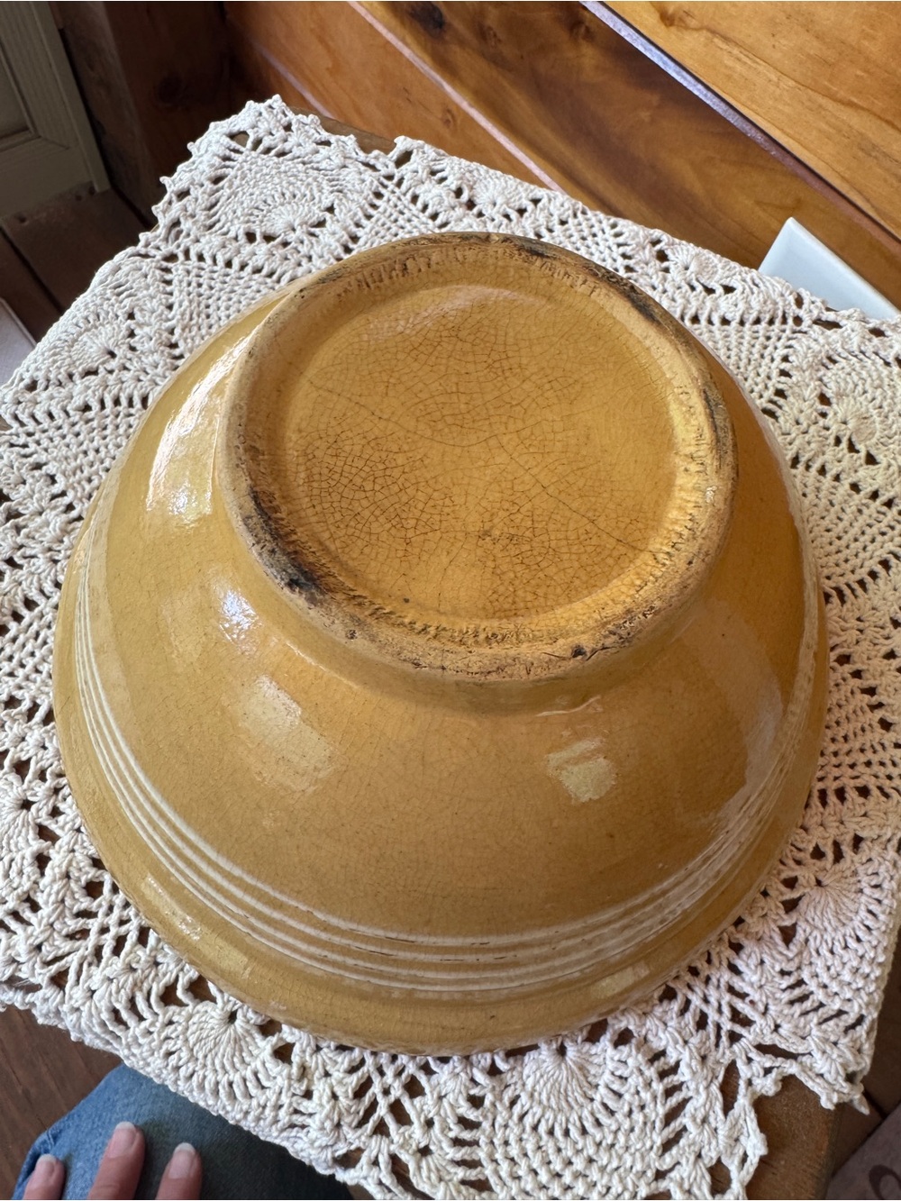Vintage Yellow ware stoneware mixing bowl - Picture 7 of 7